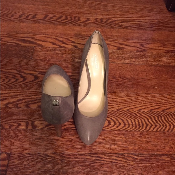 Coach grey leather heels
