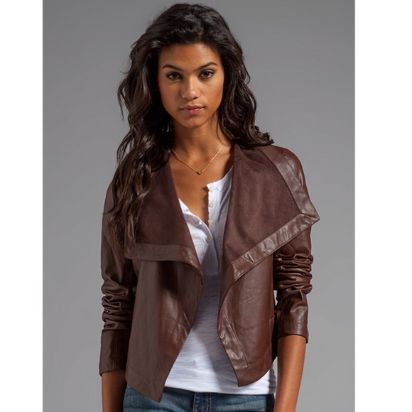 BB Dakota Outerwear - BB Dakota Brown Faux Leather Jacket Size M
