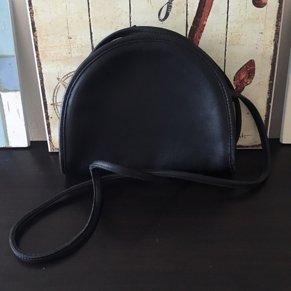 Vintage Coach Black Crescent Leather Crossbody