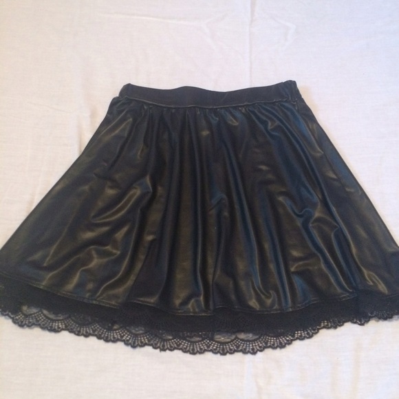 SOLD Black Pleather Skirt - Picture 2 of 3