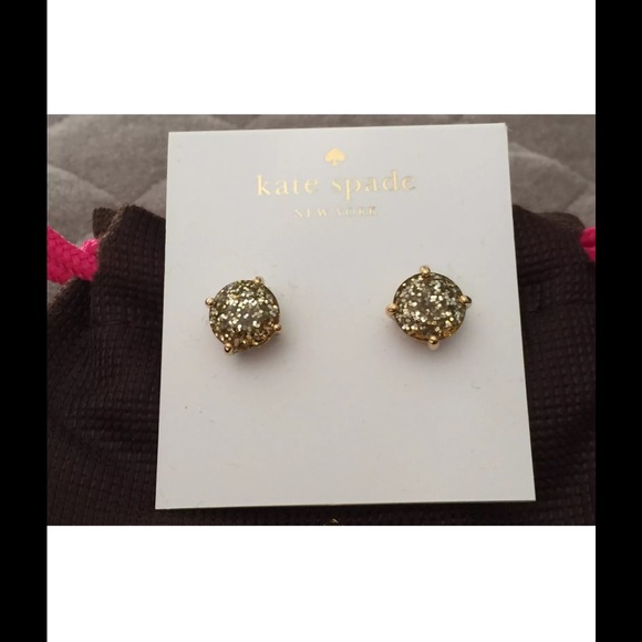kate spade Jewelry - NWT Kate Spade Small Gumdrop Gold Glitter Earrings