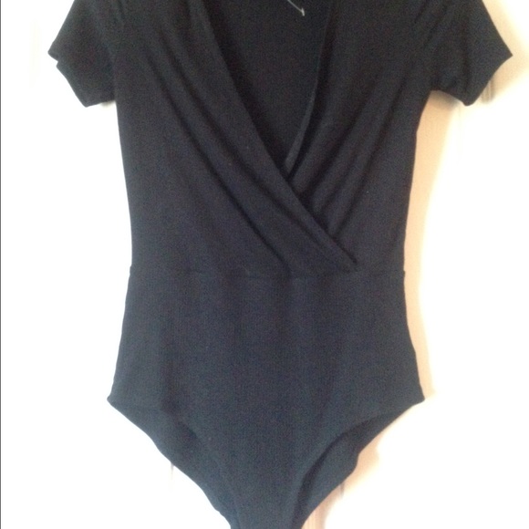 Rib Faux Wrap bodysuit one piece