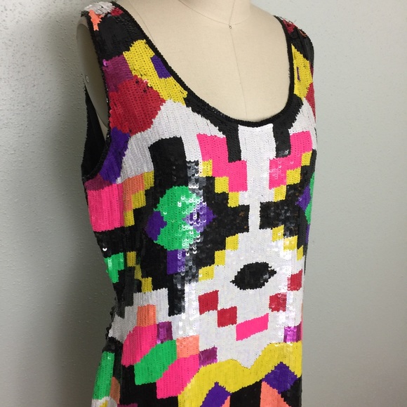 Vintage Neon Sequined Dress - Picture 2 of 4