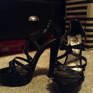 Black Python strappy Kardashian heels