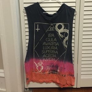 Urban outfitters graphic muscle tank tee dip dye