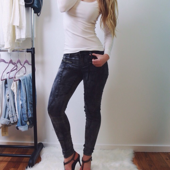 Gray Acid Wash Moto Skinnys *Last! - Picture 3 of 4