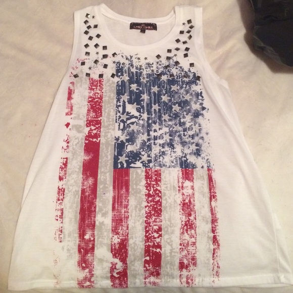 Bedazzled American flag tank top
