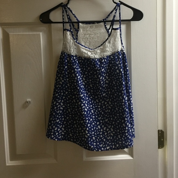 Blue and white lace shirt