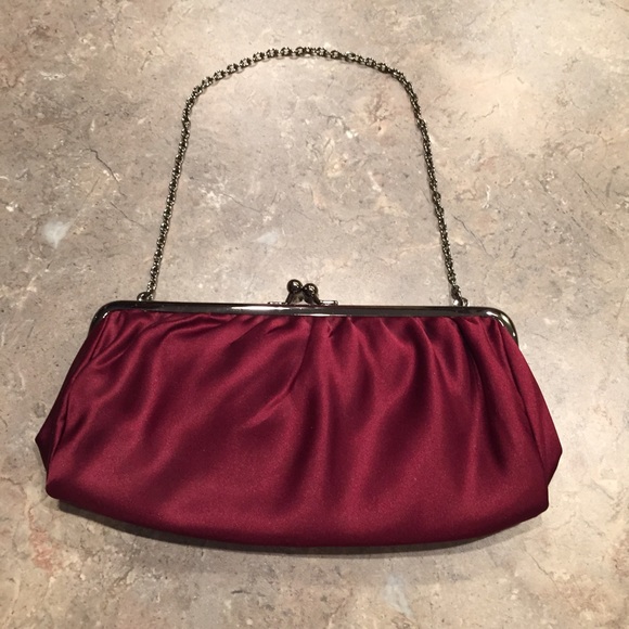 Ann Taylor Loft (NWOT) burgundy satin purse