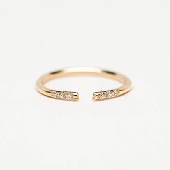 NEW! 14k Pavé Diamond Open Cuff Midi Pinky Ring - Picture 2 of 4
