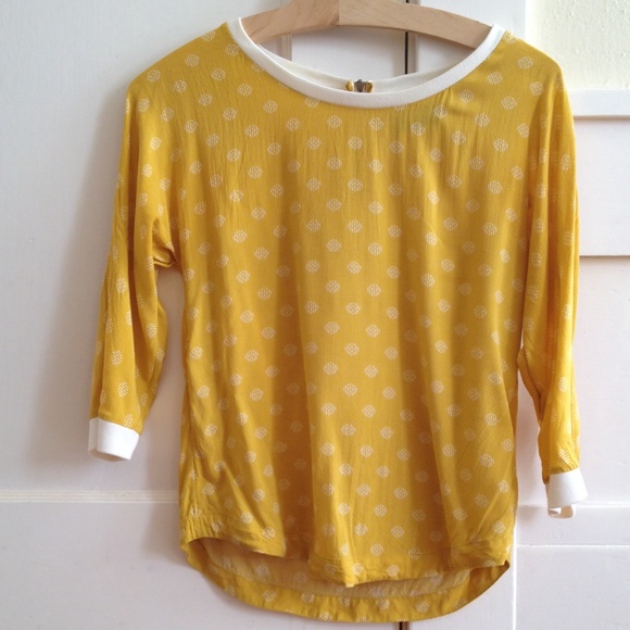 Anthropologie Maeve Label Yellow 3/4 Sleeve Blouse
