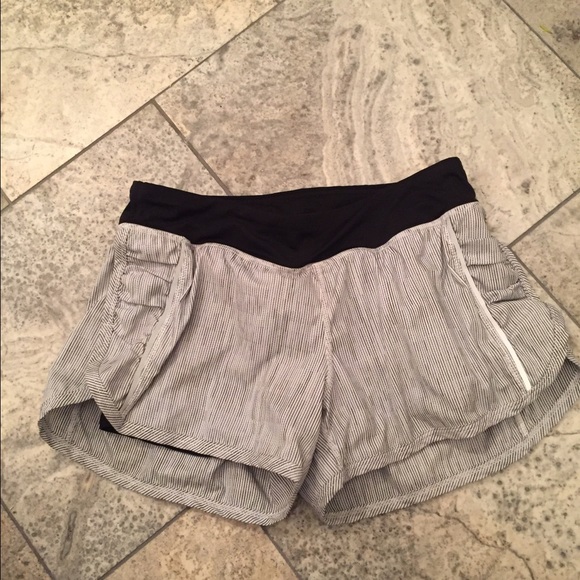 Gray striped running shorts