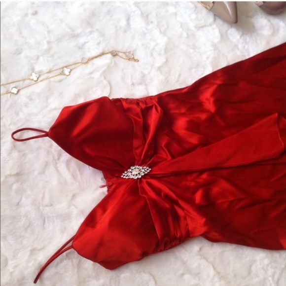 Dark/Burnt Orange Satin High-Low Dress