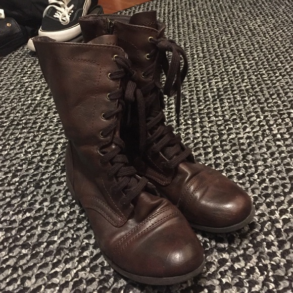 Brown combat boots