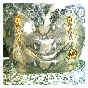 *Lowest* Michael Kors Large Leather Snakeskin Bag