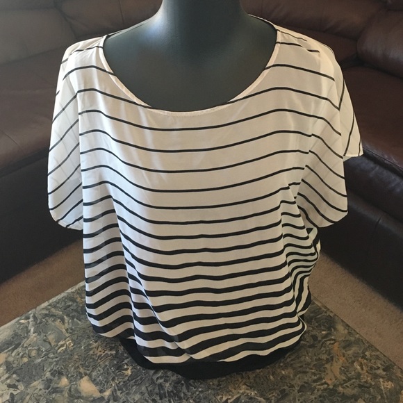 Stripped blouse with banded bottom