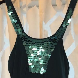 Teal Express Tank with Sequin Detail Large