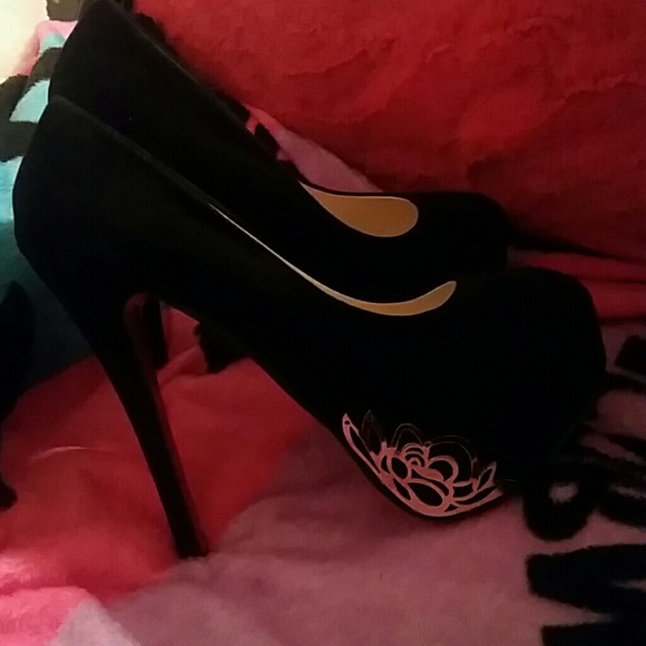 Black Heels with gold decal