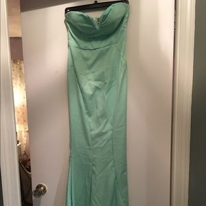 Sea foam green floor length gown