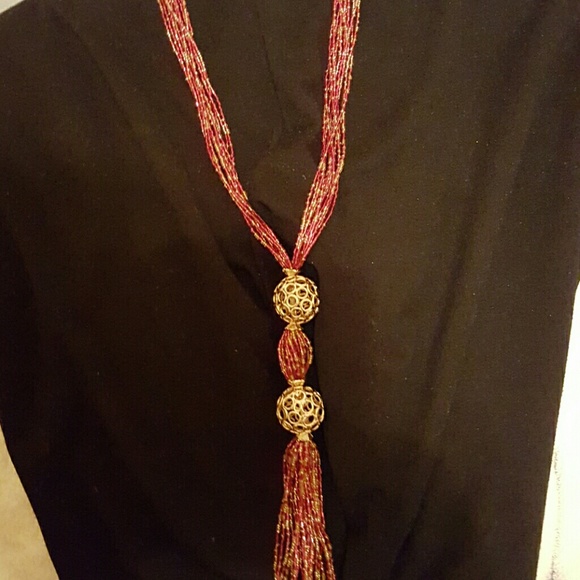 Gorgeous red and gold handmade necklace