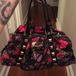 Betsey Johnson skull rose gold hobo purse