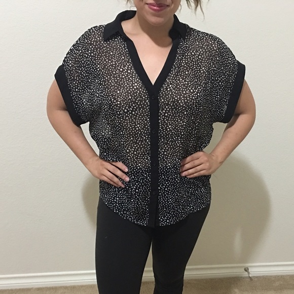 Express Design Studio Polka Dot Blouse - Picture 3 of 4