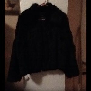 Black rabbit fur jacket size L