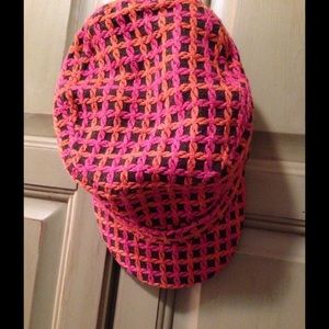 Pink & orange plaid hat