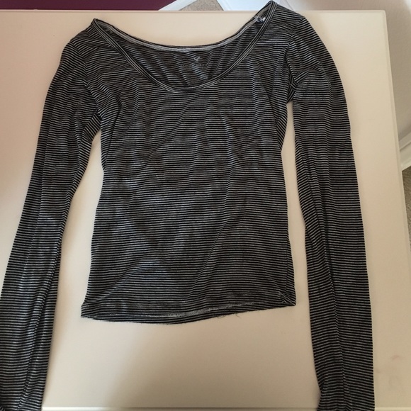 Scoop neck black with white stripes shirt