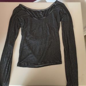 Scoop neck black with white stripes shirt