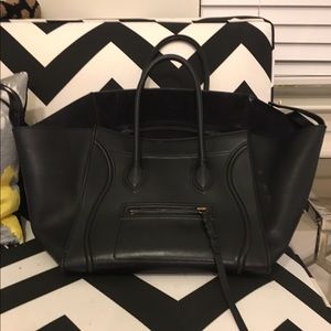 Large Smooth Calfskin Black Celine Phantom