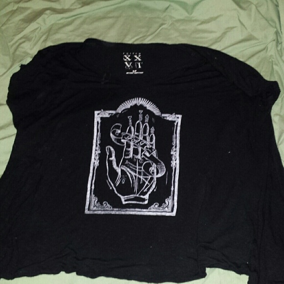Cute black 'FATE' palm shirt
