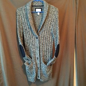 Button down sweater with elbow patches