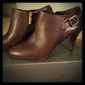 Vince Camuto dark chocolate colored booties