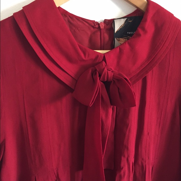 Vintage 20s Style Collar and Bow Tie Mini Dress - Picture 2 of 4