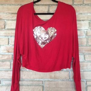 Red Sequin Slouchy Top