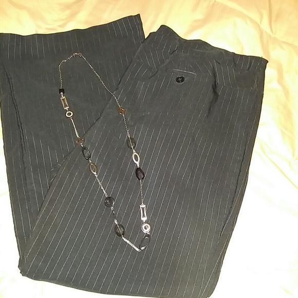 Black Slacks with Silver Pin Stripes