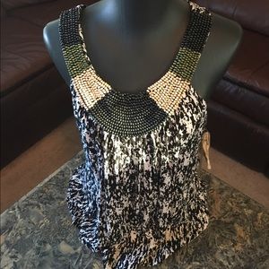 Beautiful tank top with beaded collar