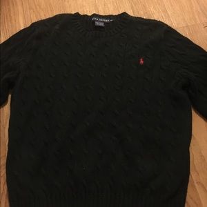 Ralph Lauren Black Sweater with Red Polo