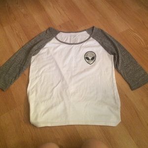 Alien holographic baseball tee