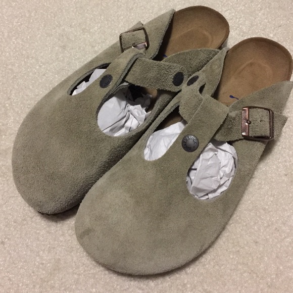 Birkenstock Shoes - Birkenstock clogs bern sfb taupe suede Sz 38 N new