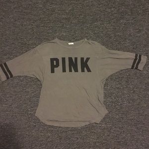 Grey PINK 3/4 sleeve shirt