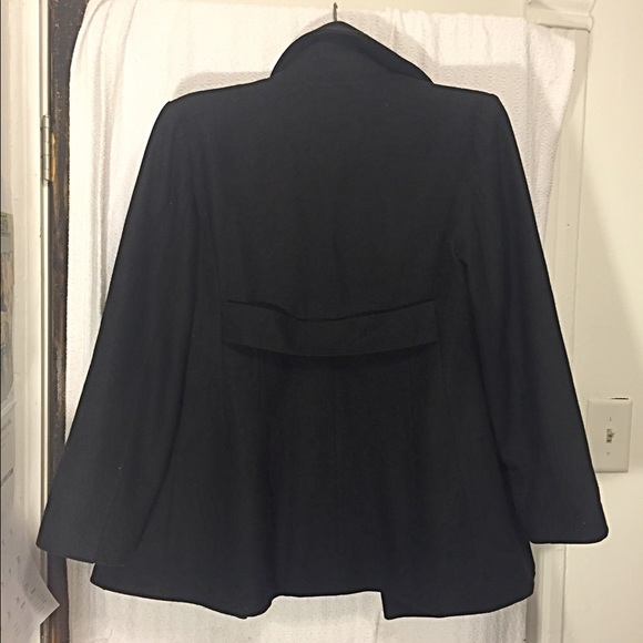 Simple Black Rivet Pea Coat - Picture 2 of 4