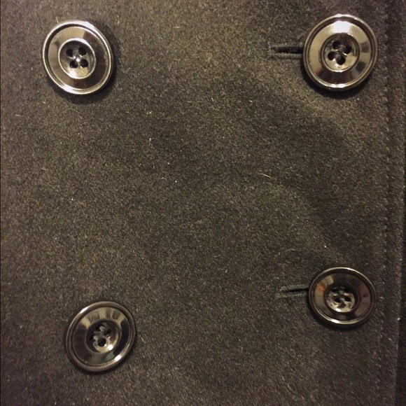 Simple Black Rivet Pea Coat - Picture 3 of 4