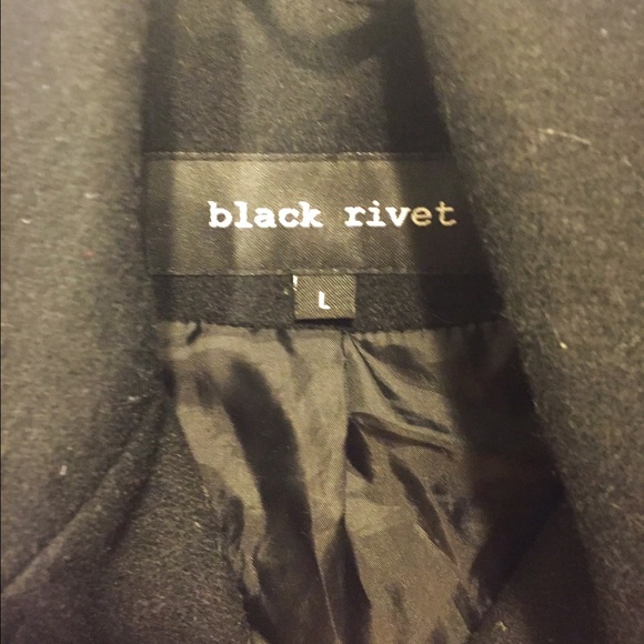 Simple Black Rivet Pea Coat - Picture 4 of 4