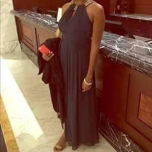 Beautiful long winter green dress will turn heads.