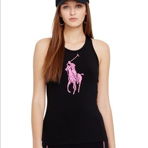 Ralph Lauren Pink Pony Black Racerback Tank