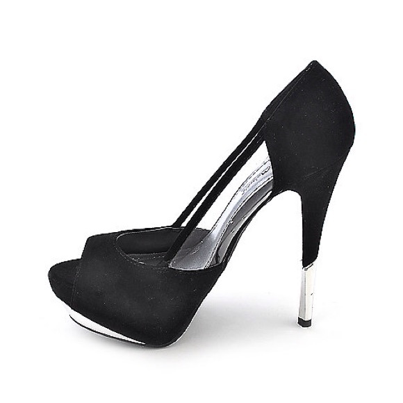 Black Peep Toe w/Metal Heel - Picture 3 of 3