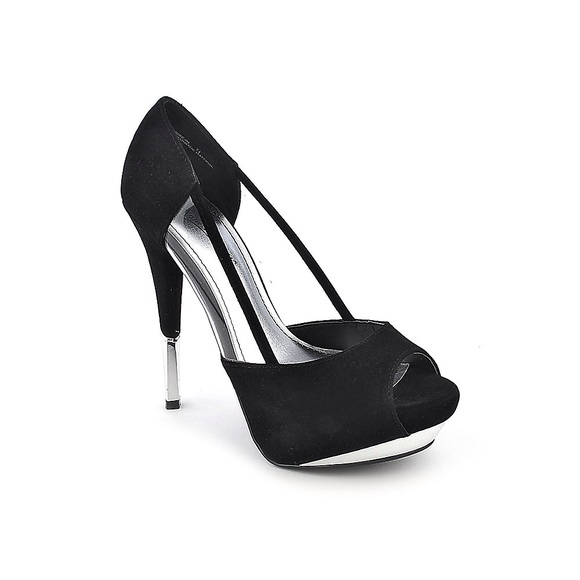 Black Peep Toe w/Metal Heel - Picture 2 of 3
