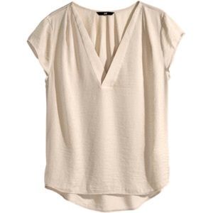 H&M Cream Short-Sleeve Blouse Size 2 NWT